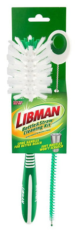 Libman 1371 Bottle and Straw Cleaning Kit, 12 in OAL, Wire Trim, Comfort Grip, Ergonomic Handle, Plastic/Rubber Handle