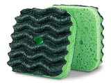 Libman 2106 Sponge with Suction Hanger, 4 in L, 4 in W, 1.88 in Thick, Cellulose/Synthetic, Green