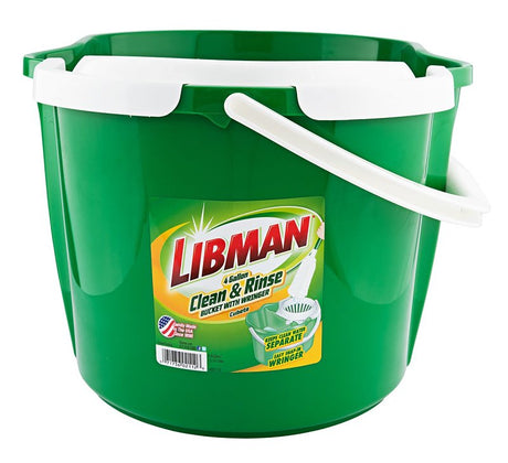 Libman 2112 Clean and Rinse Bucket, 4 gal, Green, Polypropylene