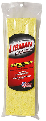 Libman Big Gator 3959 Mop Refill, Snap-On, Sponge, Yellow