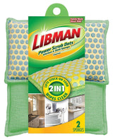 Libman 336 Kitchen and Bath Sponge, 5 in L, 5 in W, 1 in Thick, Microfiber, Green/Yellow