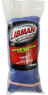 Libman 968 Large Wet Mop Refill, 20 oz, Cotton/Polyester/Rayon, Blue