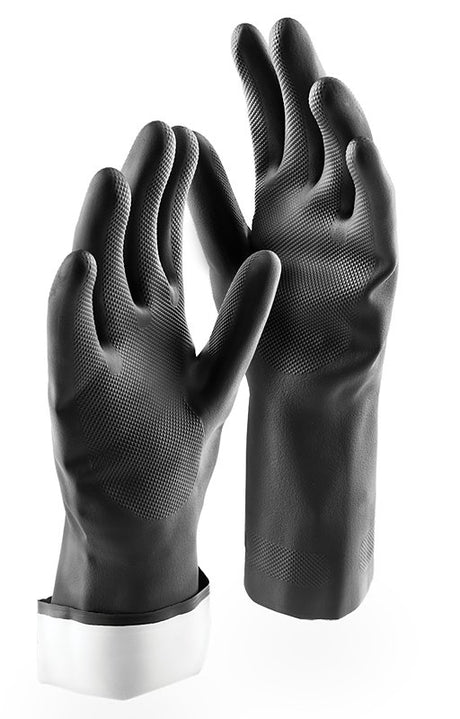 Libman 1244 Industrial-Grade Reusable Gloves, L, Rubber, Black