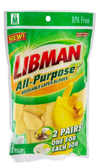 Libman 1321 All-Purpose Reusable Gloves, M, 12 in L, Latex, Yellow