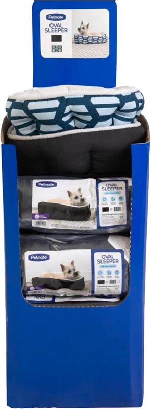 Petmate 81156 Pet Bed, 19 in L, 14 in W, Oval, Hex Print Pattern, Poly Fill, Soft Plush Cover, Gray, Pack of 22