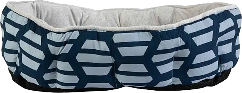 Petmate 81156 Pet Bed, 19 in L, 14 in W, Oval, Hex Print Pattern, Poly Fill, Soft Plush Cover, Gray, Pack of 22