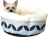 Petmate 81157 Pet Bed, 18 in L, 18 in W, Round, Petal Print Pattern, Poly Fill, Soft Plush Cover, Blue Denim, Pack of 20