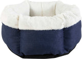 Petmate 81157 Pet Bed, 18 in L, 18 in W, Round, Petal Print Pattern, Poly Fill, Soft Plush Cover, Blue Denim, Pack of 20