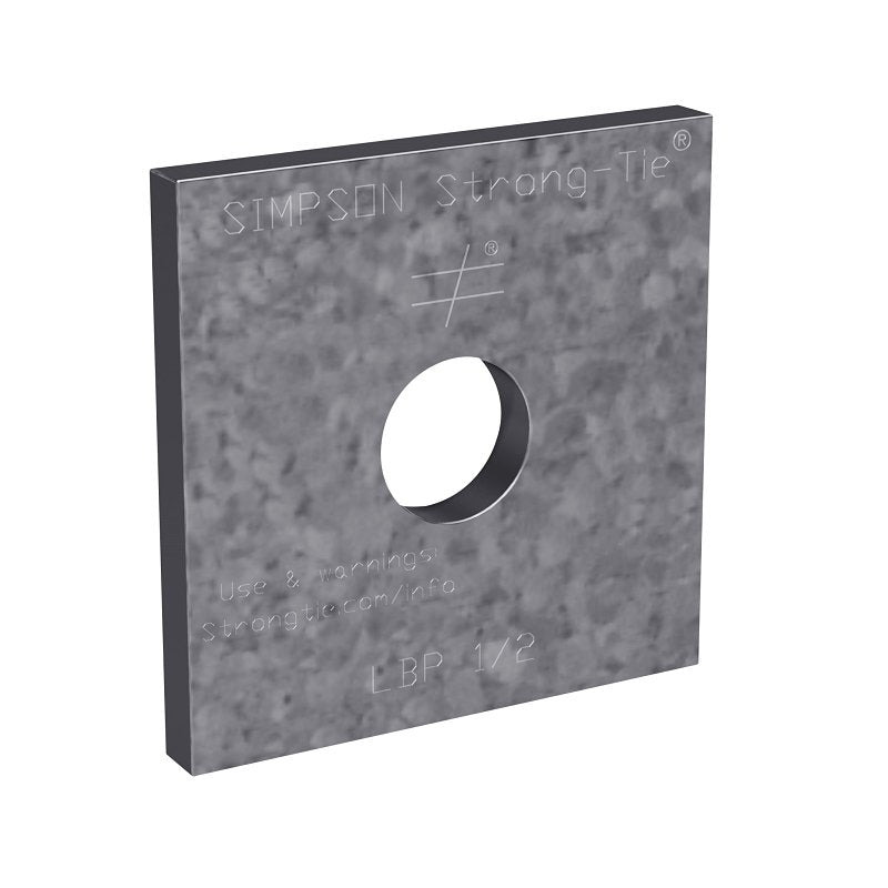 Simpson Strong-Tie LBP 1/2 Bearing Plate, Steel, Galvanized, Pack of 50