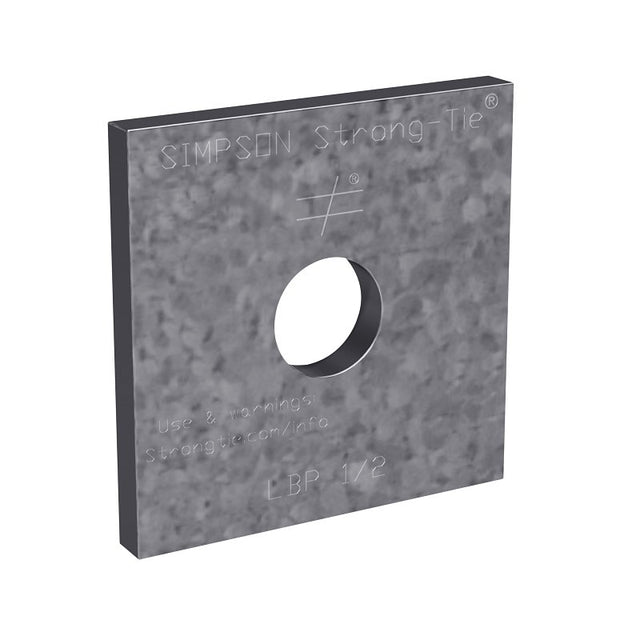 Simpson Strong-Tie LBP 1/2 Bearing Plate, Steel, Galvanized, Pack of 50