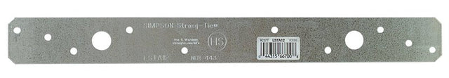 Simpson Strong-Tie LSTA Series LSTA12 Light Strap Tie, 12 in L, 1-1/4 in W, Steel, Galvanized, Fastening Method: Nail, Pack of 50