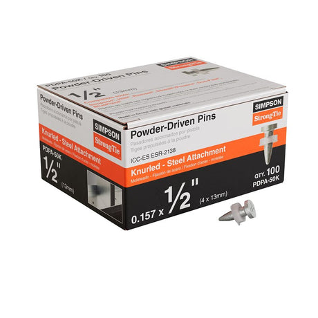 Simpson Strong-Tie PDPA Series PDPA-50K Powder-Driven Pin, 0.157 in Dia Shank, 1/2 in L, Steel, Galvanized