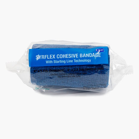 Neogen SyrFlex TA3400BL-E Cohesive Bandage, 5 yd L, 4 in W, Blue