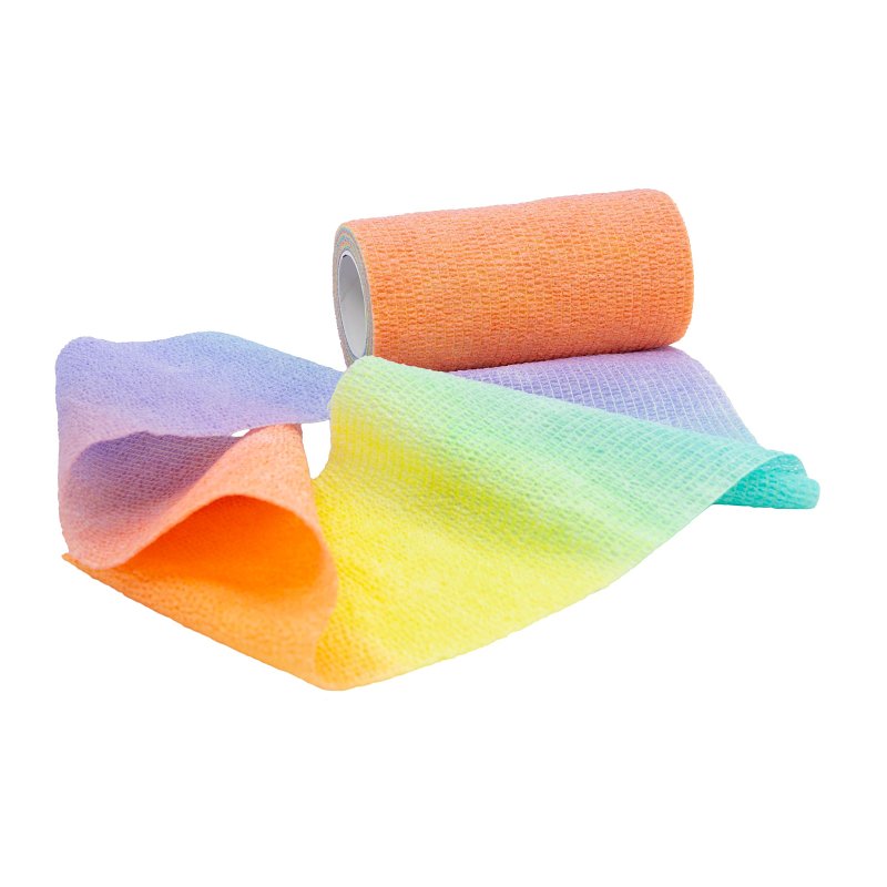 Ideal SyrFlex Series TA3400RBW-E Cohesive Flexible Bandage, 5 yd L, 4 in W, Rainbow