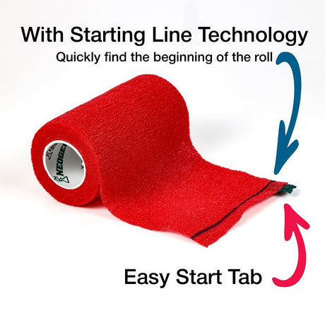 Neogen SyrFlex TA3400RED-E Cohesive Bandage, 5 yd L, 4 in W, Red