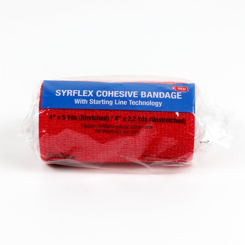 Neogen SyrFlex TA3400RED-E Cohesive Bandage, 5 yd L, 4 in W, Red