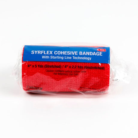 Neogen SyrFlex TA3400RED-E Cohesive Bandage, 5 yd L, 4 in W, Red