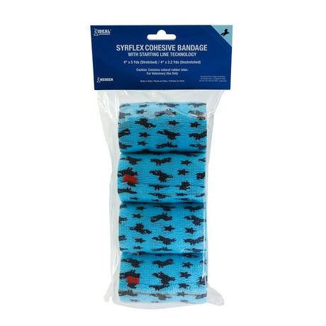 Ideal SyrFlex TA3400UNIP-4PK Unicorn Cohesive Bandage, 5 yd L, 4 in W, Rubber Latex Bandage, Blue