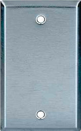 Eaton 93151-BOX1 Blank Wallplate, 4-1/2 in L, 2-3/4 in W, 0.032 in Thick, 1-Gang, Stainless Steel, Box