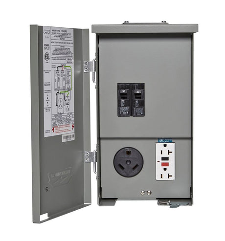 Connecticut Electric CESMPSC41GRHR RV/EV Power Outlet, 1-Phase, 30 A, 240 V, 2-Space, NEMA 3R Enclosure, Bolt-On