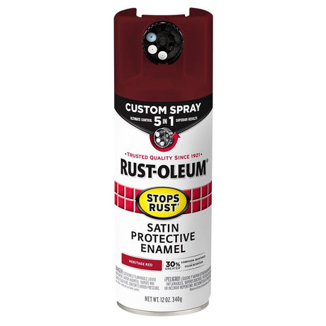 Stops Rust 376880 Rust Preventative Spray Paint, Satin, Heritage Red, 12 oz, Can