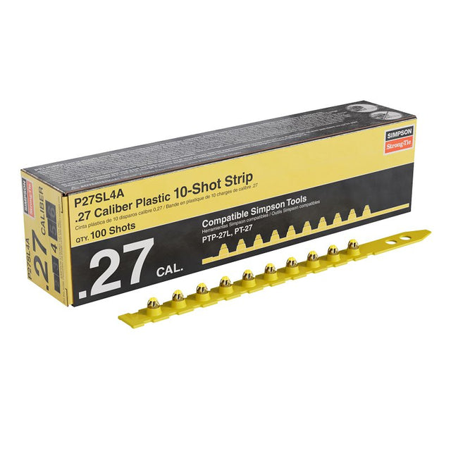 Simpson Strong-Tie P27SL P27SL4A Series Strip Load, For: PTP-27L Fastening Tool, 0.27 Caliber, Power Level: 4, 100/PK, Pack of 10