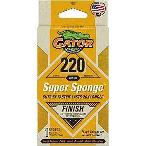 Gator 7302 Sanding Sponge, 5 in L, 3 in W, 220 Grit, Aluminum Oxide Abrasive