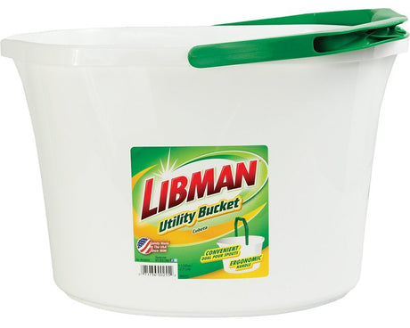 Libman 255 Utility Bucket, 3.5 gal, Polypropylene, White