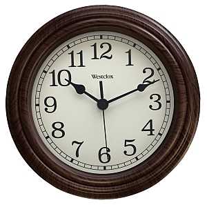 Westclox Classic Series 33883P Clock, Round, Almond Frame, Wood Clock Face, Analog