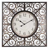 Westclox 33163 Clock with Swirl, Square, Vintage Frame, Plastic Clock Face, Analog