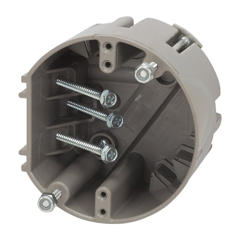 Smart Box MSBFAN Fan and Fixture Support Box, 4 in W, 2-3/4 in D, 3-7/8 in H, 1-Gang, 6-Knockout, Polycarbonate, Gray