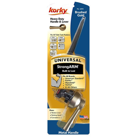 Korky 6094BP Toilet Handle and Lever, Universal, 12-1/2 in L Flush Arm, Plastic, Brushed Gold