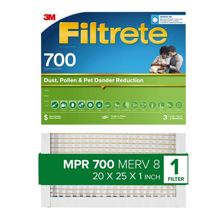 Filtrete 703-4 Air Filter, 25 in L, 20 in W, 8 MERV, 700 MPR, Fiberglass Frame, Pack of 4