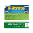 Filtrete 711-4 Pleated Air Filter, 14 in L, 14 in W, 8 MERV, 700 MPR, Fiberglass Frame, Pack of 4
