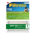 Filtrete 721-4 Pleated Air Filter, 24 in L, 18 in W, 8 MERV, 700 MPR, Fiberglass Frame, Pack of 4