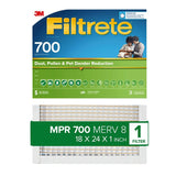 Filtrete 721-4 Pleated Air Filter, 24 in L, 18 in W, 8 MERV, 700 MPR, Fiberglass Frame, Pack of 4