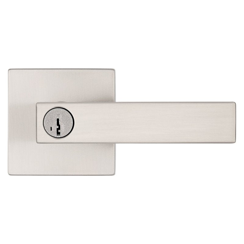 Kwikset Signature, Singapore 740SAL SQT 15 SMT Keyed Entry Door Handle, Lever Handle, Satin Nickel, Metal, AAA Grade