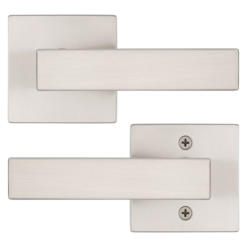 Kwikset Signature, Singapore 720SAL SQT 15 Hall/Closet Handle, Lever Handle, Zinc, Satin Nickel, Universal Hand