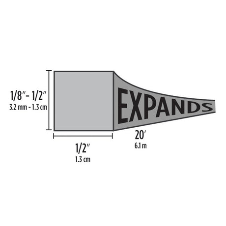 M-D 03110 Expandable Weatherseal, 1/2 in W, 20 ft L, 1/2 in Thick, Foam, Black