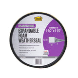 M-D 03115 Expandable Weatherseal, 1-1/2 in W, 8 ft L, 1-1/2 in Thick, Foam, Black