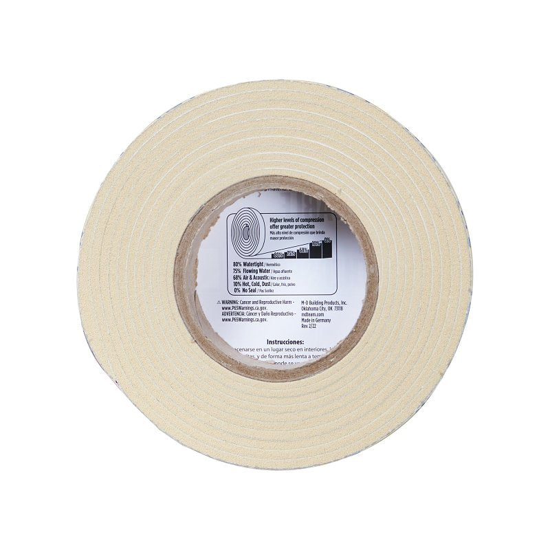 M-D 03166 Expandable Weatherseal, 1 in W, 13 ft L, 1 in Thick, Foam, Neutral