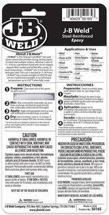 J-B Weld 50165 Epoxy Adhesive, Black Part A/White Part B, Paste, 25 mL, Syringe