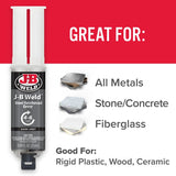 J-B Weld 50165 Epoxy Adhesive, Black Part A/White Part B, Paste, 25 mL, Syringe