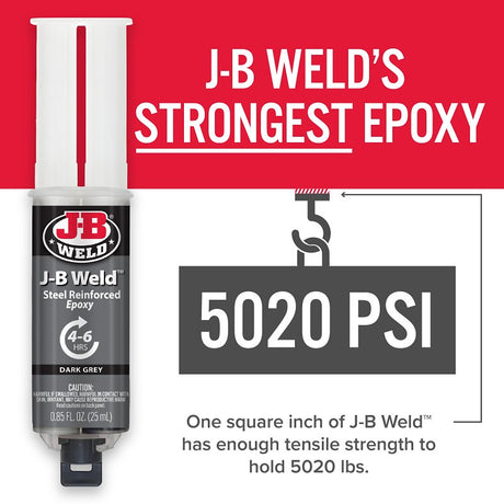 J-B Weld 50165 Epoxy Adhesive, Black Part A/White Part B, Paste, 25 mL, Syringe