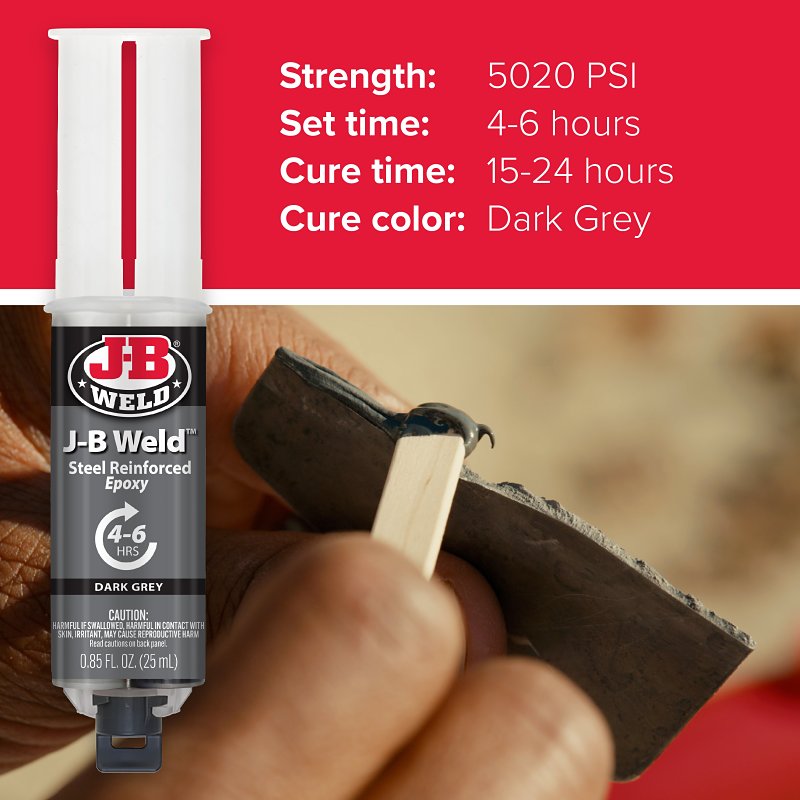J-B Weld 50165 Epoxy Adhesive, Black Part A/White Part B, Paste, 25 mL, Syringe