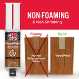 J-B Weld WOODWELD 50151 Epoxy Adhesive, Tan, Solid, 0.85 mL, Syringe