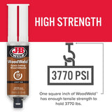 J-B Weld WOODWELD 50151 Epoxy Adhesive, Tan, Solid, 0.85 mL, Syringe