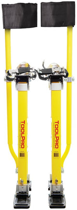 Toolpro TP02440 Adjustable Stilts, 225 lb, 24 in Min H, 40 in Max H, Magnesium, Yellow, Pack of 2