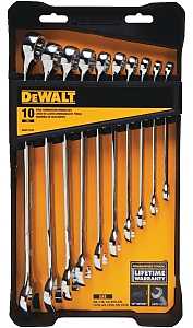 DEWALT DWMT72167 Wrench Set, 10-Piece, Chrome Vanadium Steel, Specifications: SAE Measurement