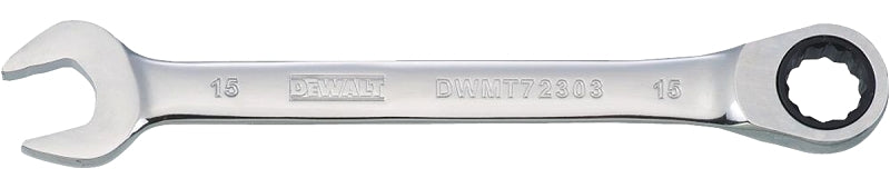 DEWALT DWMT72303OSP Combination Wrench, Metric, 15 mm Head, 7-9/16 in L, 12-Point, Chrome, Comfort-Grip Handle